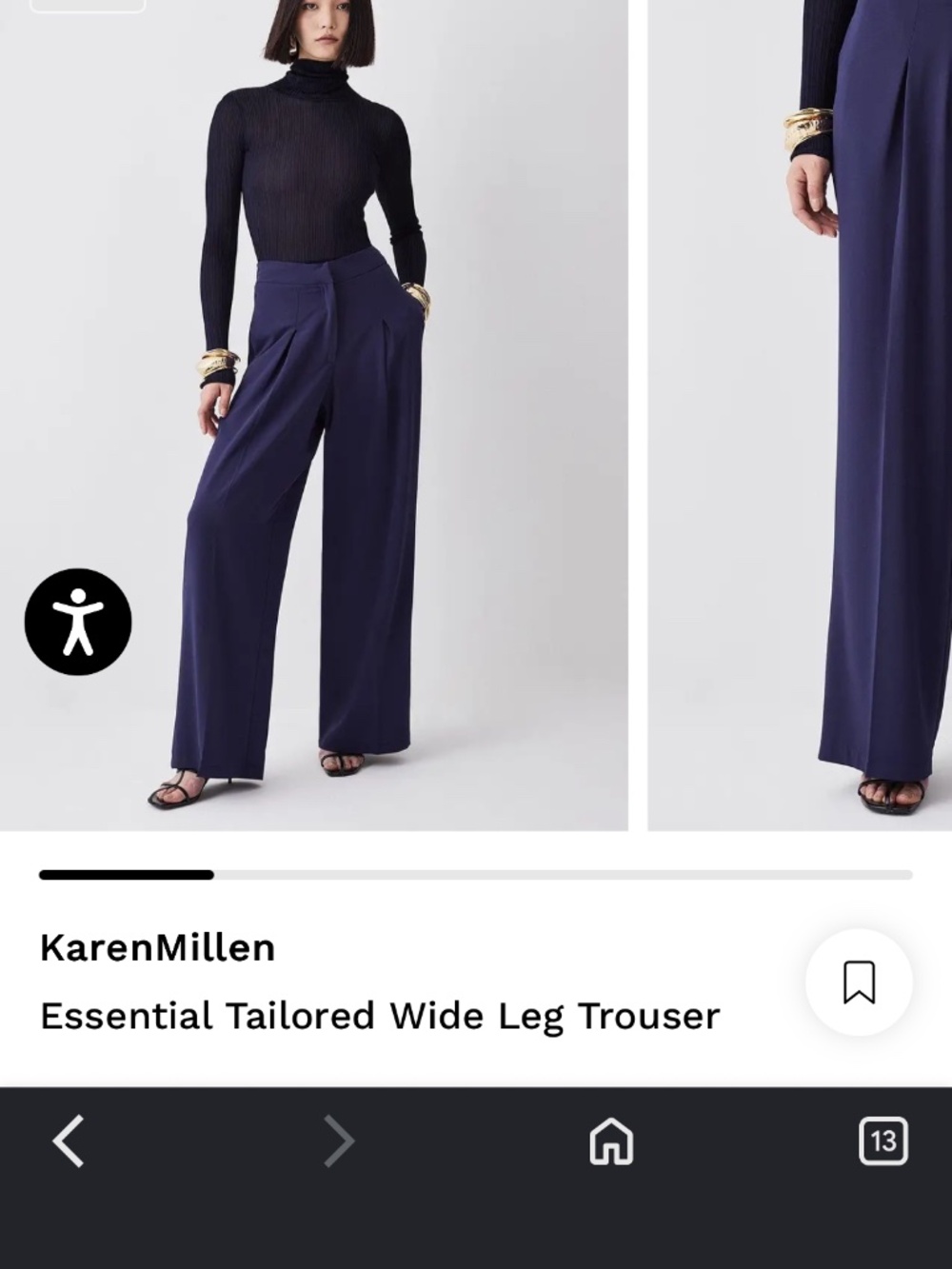 Karen Millen NWT Essential Tailored Wide Leg Woven Trousers Navy Sz 6 - Picture 10 of 11